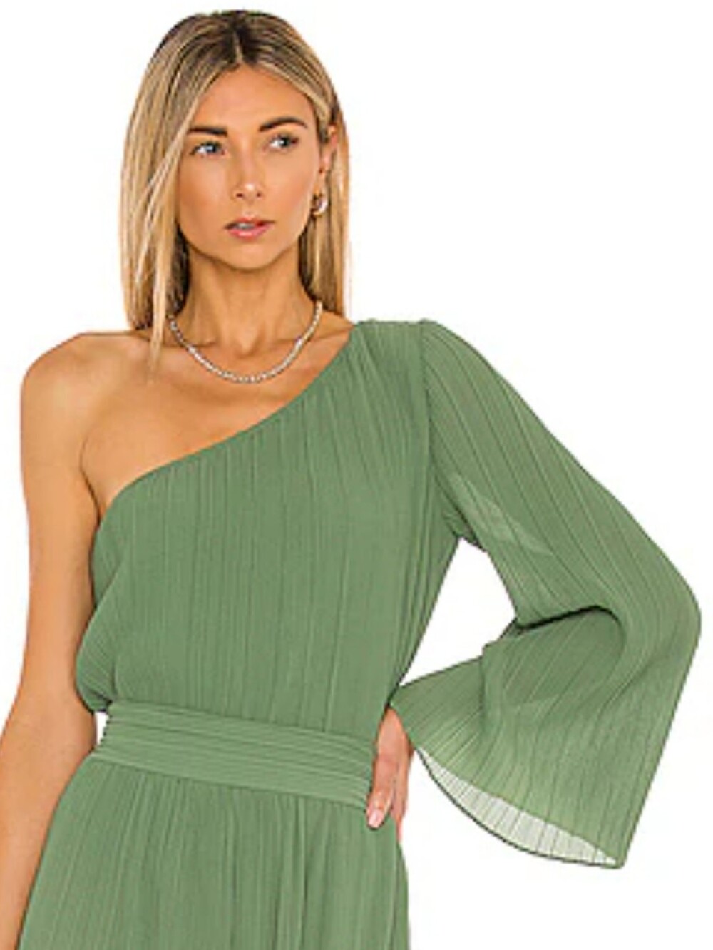MISA Los Angeles Nari One-Shoulder Pleated Blouse